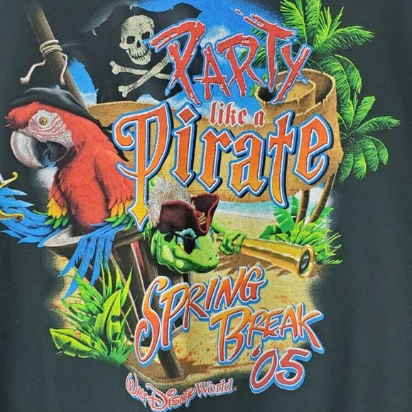 Walt Disney World Party Pirate Spring Break 05 Black T-Shirt Size XXL NWT - Picture 1 of 11